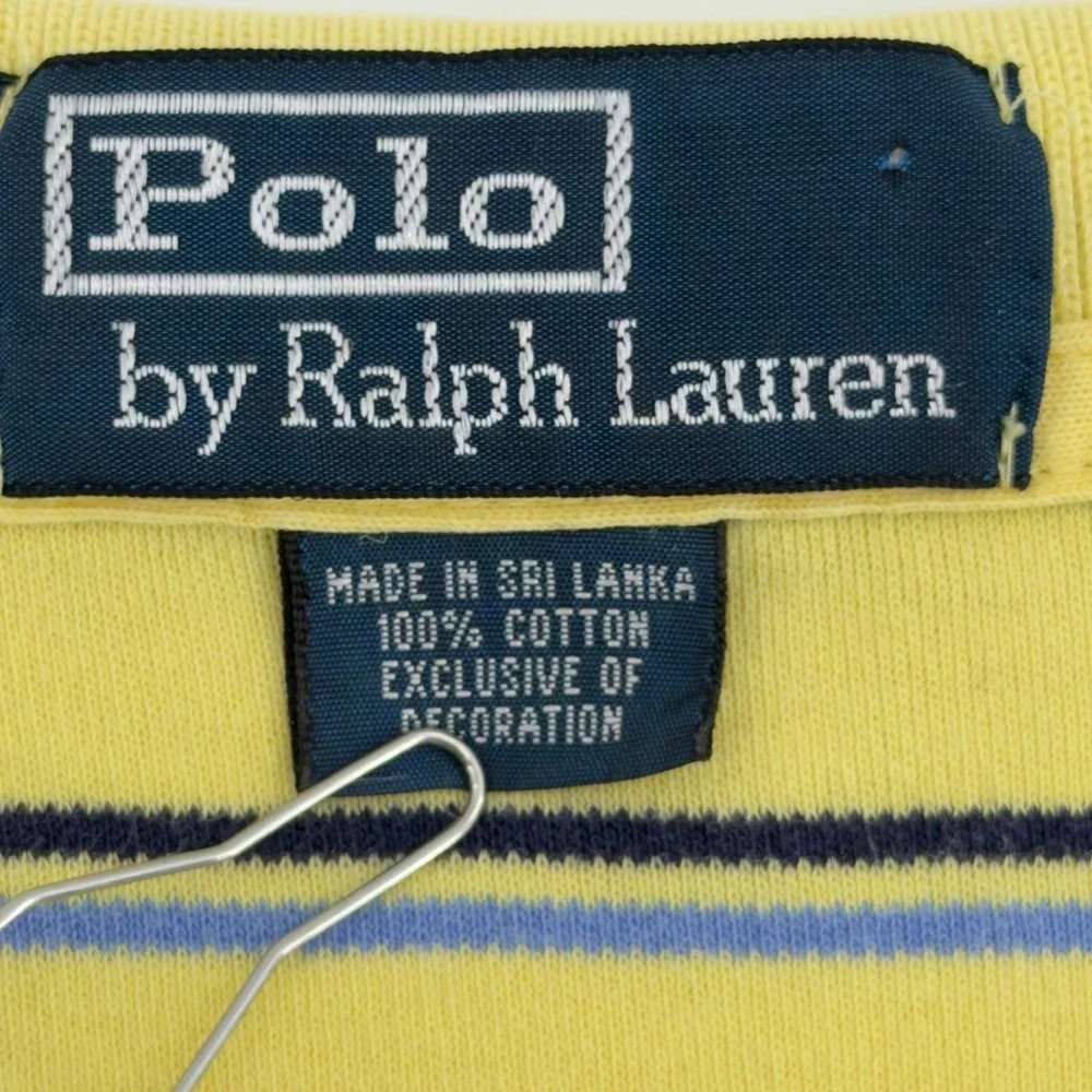 Polo Ralph Lauren‎ Mens Yellow Striped Short Sleeve Polo Shirt Cotton XL